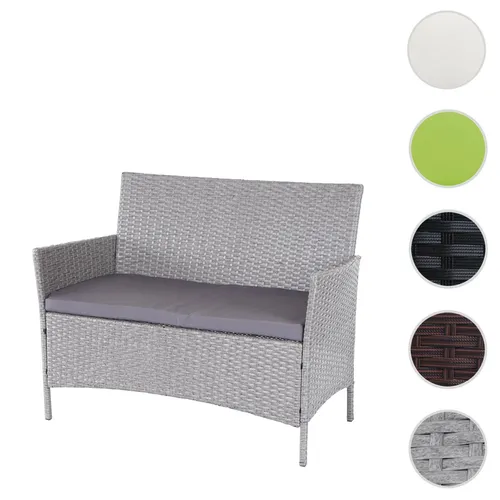 Halden Sitzbank ~ Anthrazit mit cremefarbenen Kissen - Gartenbank aus stabilem Poly-Rattan, wasserabweisend und pflegeleicht. Ideal für entspannte Stunden im Freien mit hohem Sitzkomfort dank weicher Kissen.