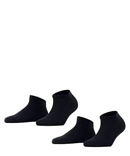 FALKE Damen Sneakersocken Happy 2-Pack W SN Baumwolle kurz einfarbig 2 Paar, Blau (Dark Navy 6375), 35-38