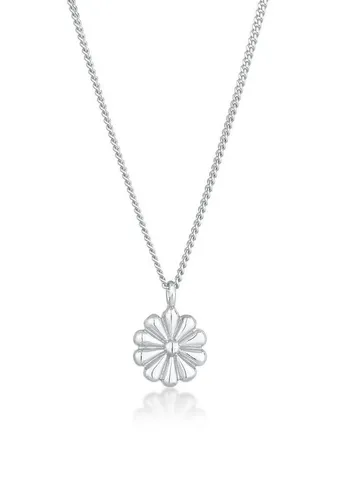 Elli Kette mit Anhänger Blume Flower Floral 925 Silber - Ketten mit Anhänger, stilvolle Halskette mit blühendem Anhänger aus 925 Silber, perfekt für frühlingshafte Looks und vielseitig kombinierbar.