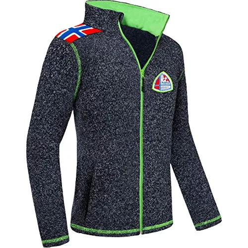Nebulus Herren Fleecejacke NORSKY, warme Fleece Jacke, mit langem Full-Zip Reißverschluss, Navy meliert - L