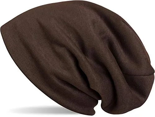 styleBREAKER warme Feinstrick Beanie Mütze mit sehr weichem Fleece Innenfutter, Longbeanie unifarben, Unisex 04024092, Farbe:Dunkelbraun