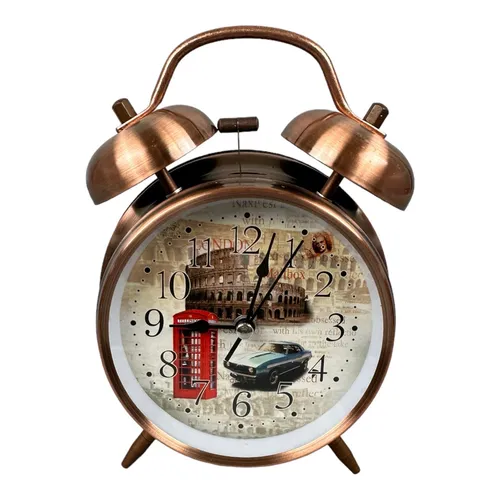 Wecker 14-82 Tischuhr Nostalgie Antik Vintage Retro Metall Standuhr Uhr