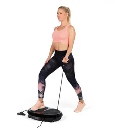 VITALmaxx Vibrationstrainer rund 200W schwarz - Vibrationsplatte für effektives Fitness-Training mit 10 Programmen, ideal für Heimgebrauch und zur Verbesserung von Balance und Muskeltonus.