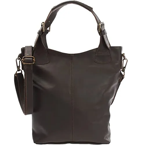 LECONI Umhängetasche LE0054 aus weichem Leder - Umhängetasche aus gewachstem Rindsleder mit verstellbarem Trageriemen und praktischem Innenfach, ideal für stilbewusste Damen.