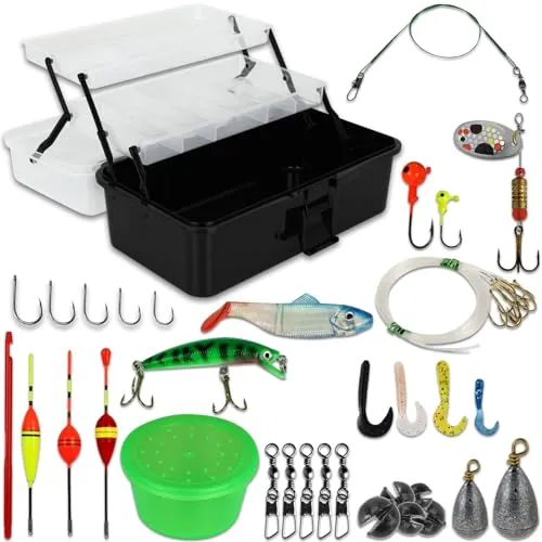 115tlg. Angelset inkl. Angelkoffer mit Zubehör Schwimmer Wobbler Bleischrot Angel Set