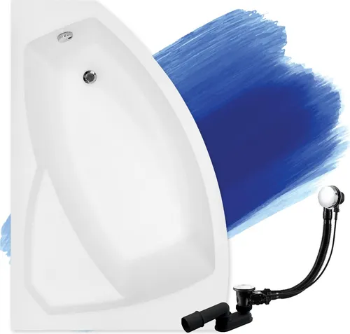 BADLAND Eckbadewanne Rima LINKS 140x90 mit GRATIS Ablaufgarnitur