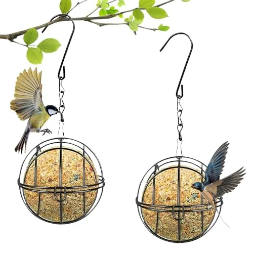 Stück aMeisenknödelhalter aus Metall, Maisenknödelhalterung mit S-Haken, Vogelfutterspender für Wildvögel, Garten-Vogelfutterstation, Robust und Langlebig (Schwarz) 2