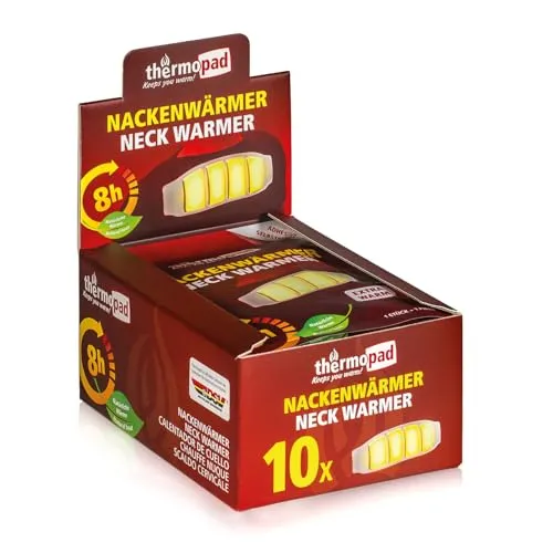 THERMOPAD Nackenwärmer – DAS ORIGINAL: 10x Wärmepflaster für 8 Stunden Wärme I Sofort einsatzbereite Wärmeauflage mit extra warmen Heatpads – Heizkissen als Schulterwärmer oder Nierenwärmer
