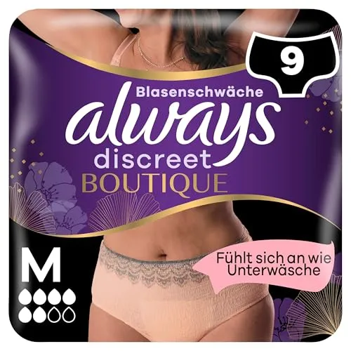 Always Discreet Boutique Inkontinenz-Höschen Plus Rosé, M, 9 Höschen