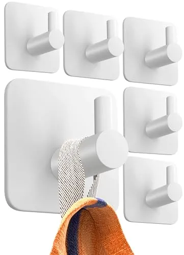 4smile Handtuchhalter ohne Bohren, 6er Set, weiß in weiß von 4smile