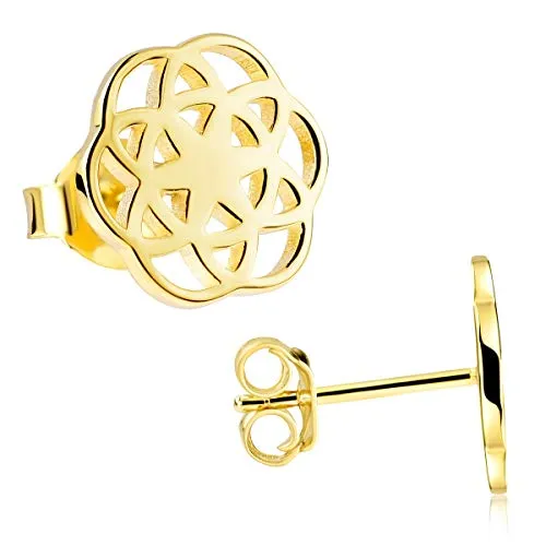 Materia Blumen Ohrringe Gold Stecker in gelb von Materia by Matthias Wagner