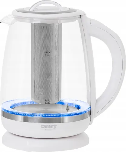 Camry CR 1290 Wasserkocher mit Teesieb, 2 L in weiß von Camry