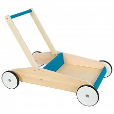 small foot Lauflernwagen Petrolblau - Lauflernwagen aus Holz mit großer Ladefläche, ideal für Kinder ab 12 Monaten. Robuste Bauweise und integriertes Bremssystem sorgen für Sicherheit bei den ersten Gehversuchen.