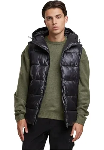 Urban Classics TB7013 Recycled Hooded Puffer Vest - Herren-Westen, isolierende Wärme und praktische Kapuze für optimalen Schutz an kalten Tagen, aus nachhaltigem recyceltem Nylon für umweltbewusste Mode.