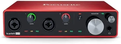 Focusrite Scarlett 4i4 3rd Gen - 4-Kanal USB-Audiointerface - Audio-Interfaces; 4-Kanal USB2.0 Audiointerface mit USB-C, 24-Bit/192 kHz, ideal für professionelle Aufnahme und Mixing mit umfangreicher Software-Bundle.