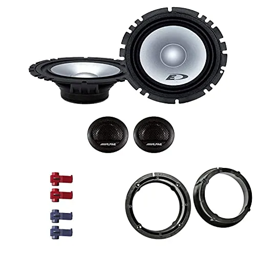 Alpine SXE 1750S Auto Lautsprecher Boxen mit Einbauset passend für VW Volkswagen Golf IV 1997-2003 Türen vorne/hinten 560 Watt 16,5 cm 2 Wege Kompo