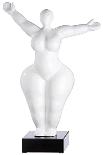 Casablanca Moderne Deko Skulptur XL Figur Frau Lady - Statuen - Elegante, weiß glänzende Figur auf Marmorbase, Höhe 54 cm, perfekt für verschiedene Einrichtungsstile und als Geschenk zu besonderen Anlässen.
