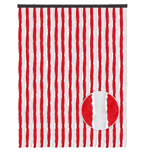 Arsvita Flauschvorhang 120 cm x 200 cm - Unistreifen Rot Weiß - Fenstervorhänge – Vielseitiger Flauschvorhang aus langlebigem Polypropylen, schützt vor Insekten und sorgt für ein angenehmes Raumklima, ideal für Innen- und Außenbereiche.