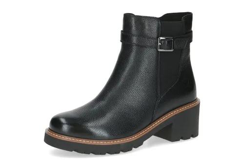 CAPRICE Chelseaboots Damen, Gr. 40, Schwarz, Leder - Wanderschuhe, stilvolle Chelseaboots aus Leder mit wärmendem Innenmaterial und komfortablem Blockabsatz, ideal für Herbsttage.
