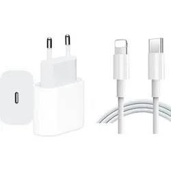 Meter Schnelladekabel Lightning Netzteil 20W USB C Ladegerät für Apple iPhone 14, 13, 12, 11, XR, XS, Pro, Max - Weiß 2