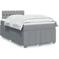 vidaXL Boxspringbett mit Matratze Hellgrau 120x200 cm - Elegantes Boxspringbett mit Taschenfederkernmatratze für optimalen Schlafkomfort. Inkl. anpassbarer LED-Beleuchtung für ein individuelles Ambiente. Ideal für stilvolle Schlafzimmer!