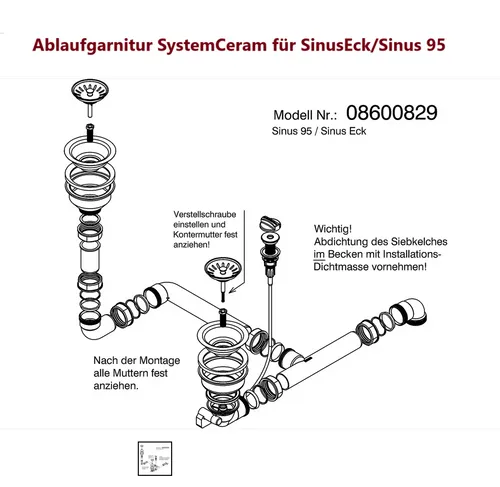 Ablaufgarnitur für Spülen ohne Überlauf von SystemCeram