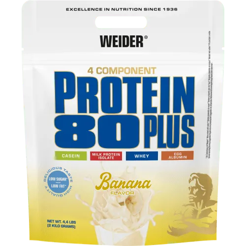 Weider Protein 80 Plus - 2000g Beutel Banana - Sportnahrung mit Mehr-Komponenten Protein aus Milch, Molke und Eiprotein, ideal für Muskelaufbau und Regeneration, erhältlich in vielen Geschmacksrichtungen.