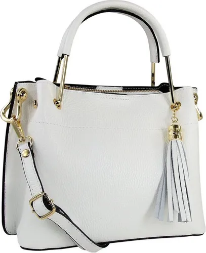 Toscanto Damen Umhängetasche aus Leder - Weiß, 30cm - Elegante Toscanto Umhängetasche aus hochwertigem Leder, ideal für stilbewusste Damen. Handgefertigt in Italien, bietet sie eine perfekte Kombination aus Funktionalität und modischem Design.