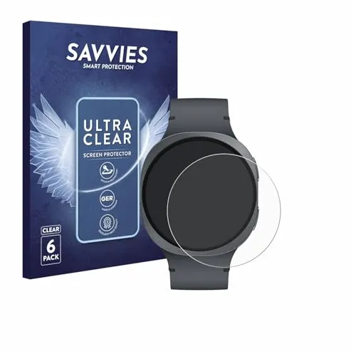 Savvies 6 Stück Schutzfolie für Samsung Galaxy Watch 8 (44 mm) Displayschutz-Folie Ultra-Transparent