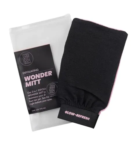 The Fox Tan - Exfoliating Wonder Mitt - 2-in-1 Peelinghandschuh für den Körper, zum Entfernen von Selbstbräuner, für ebene, glatte Haut und länger anhaltende Bräune
