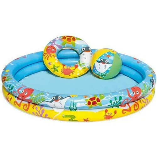 BESTWAY 51124 3in1 Set Planschbecken Strandball Schwimmring Kinder 122cm NEU OVP