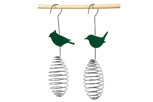 Erdtmann Futterstation Futterfeder - Futterstation für Wildvögel, ideal für Balkone und Gärten. Mit 33,5 cm Höhe bietet sie sicheren Halt für Nussbeutel und Meisenknödel – perfekt für eine vielfältige Vogelansammlung.