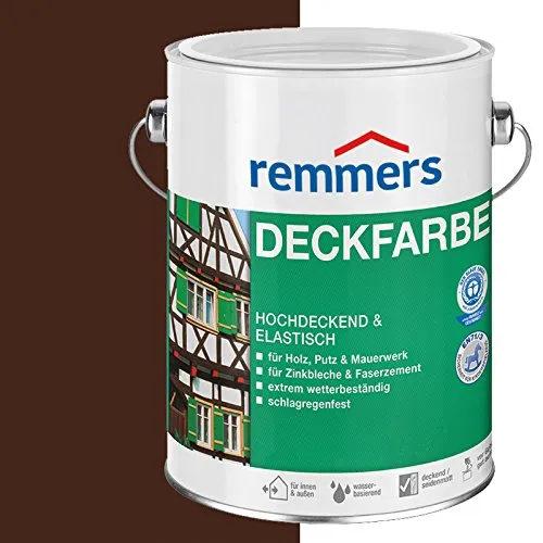 Remmers Deckfarbe nussbraun, 10 Liter – Hochdeckende Wetterschutzfarbe für innen und außen - Farben – Remmers Deckfarbe bietet exzellente Haftung auf vielen Untergründen und schützt zuverlässig vor Wetter und UV-Strahlen.