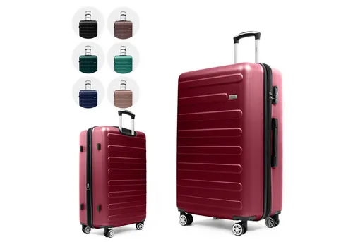 Easy Move Hartschalen-Trolley (Wine Red, Medium 54cm) - Koffer mit stilvollem Design und 360°-Doppelrollen für müheloses Reisen. Integriertes Zahlenschloss sorgt für Sicherheit, während das robuste ABS-Material Ihr Gepäck vor Stößen schützt.
