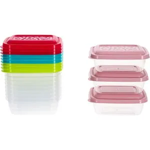 Kigima Frischhaltedose mehrfarbig, aus Kunststoff, 0,31 Liter, Gefrierdose, transparent, luftdicht, Set, 12 Stück