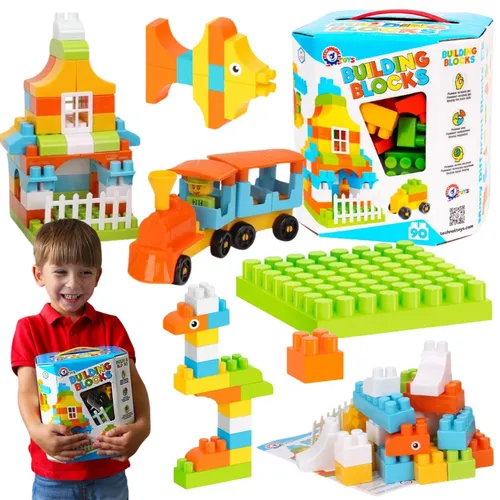 Baukasten 90 Teile Bausteine Fahrzeuge Set für Kinder 6573