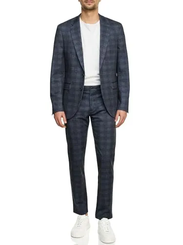 JEFF Herren JFLeo Set Anzug 2-teilig | Elastischer Regular Fit Anzug für Männer Navy Check, Größe 54 - Modernes 2-teiliges Anzug-Set mit schmaler Passform und hochwertigem Material für angenehmen Tragekomfort. Vielseitig kombinierbar und ideal für jeden Anlass. Recycelte Verpackung sorgt für nachhaltigen Versand.