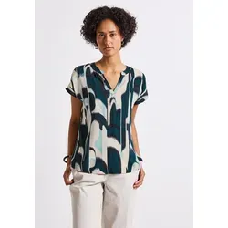 STREET ONE Damen Gemustertes Blusenshirt, Tide Blue, Größe 42 - Modisches Blusenshirt mit grafischem Muster und weicher Viskose für einen lässigen Look in Blusen & Tuniken für Damen.