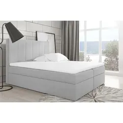 Boxspringbett MARIBEL 120x200cm - Hellgrau mit Bettkästen - Schlafzimmerbett mit hochwertigem Tonnentaschenfederkern und hypoallergenem Topperbezug. Inklusive beidseitig aufklappbarer Bettkästen für optimalen Stauraum.