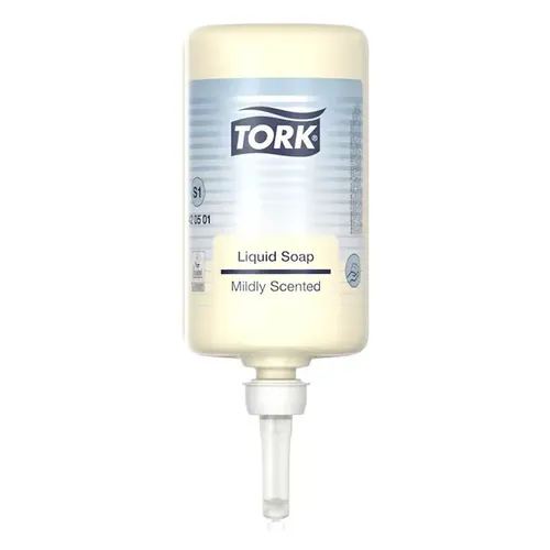 Tork Seife Premium Mild, 1 Liter Nachfüller - Hand- und Fußpflege mit milder, feuchtigkeitsspendender Formel für normale und trockene Haut. Dermatologisch getestet, minimalisiert Kreuzkontamination und bietet nachhaltige Nutzung durch recyclingfähige Flasche.