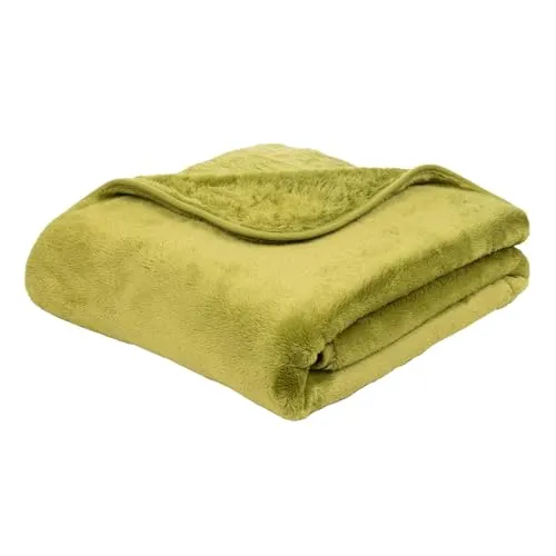 liebling Kuscheldecke Cashmere Feeling 130 x 170 cm, Limone, Premium Sofa Decke, Dicke warme Wohndecke, 500 gr. / m²