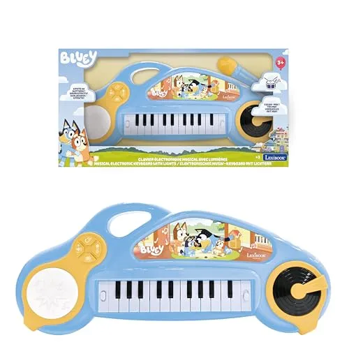 Lexibook, Bluey, elektronisches Kinderklavier mit Lichteffekten, Blau Gelb, K704BY