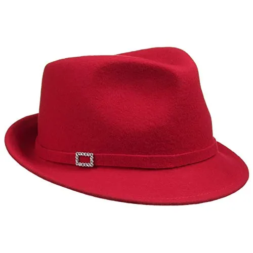 Lipodo Trilby Damentrilby - Made in Italy - Eleganter Trilby aus leichtem Wollfilz mit dezenter Strassschnalle, ideal für besondere Anlässe und um Ihr Outfit zu verfeinern.