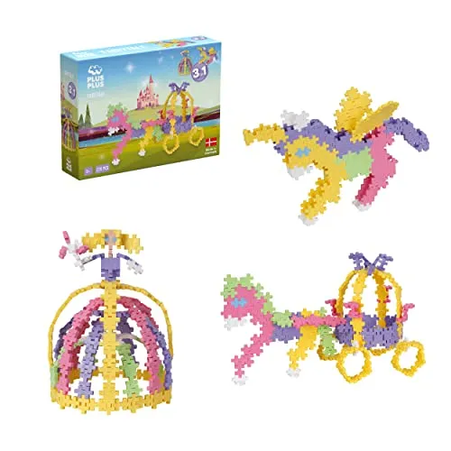 Plus-Plus Geniales Konstruktionsspielzeug, Pastel Märchenwelt, Mini Basic, 3-in-1 Bausteine-Set, 220 Teile, 9603769