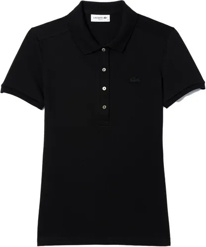 Lacoste Damen PF5462 Poloshirt, Schwarz, Größe 36 - Elegantes Slim Fit Poloshirt aus hochwertigem Baumwoll-Stretch mit geripptem Polokragen und edlem Krokodillogo. Ideal für lässige und schicke Anlässe.