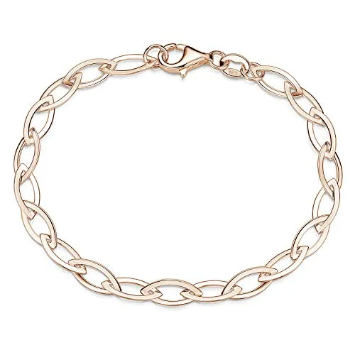 MATERIA Rosegold Armband Damen - Elegante 925 Silber Ankerkette 5mm - Armbänder für Damen – Elegantes Rosegold Armband aus 925 Sterling Silber mit federleichtem Design und beliebig verkürzbaren Gliedern. Ideal für jedes Outfit, geliefert in einer schönen Geschenkbox.