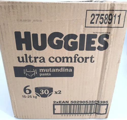 Huggies Ultra Comfort Slips Größe 6 - 15-25 kg, 60 Stück - Windeln für Kinder von 15-25 kg, ultra komfortabel und mit optimaler Passform für mehr Bewegungsfreiheit und trockene Haut.