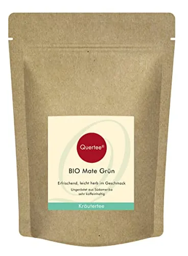 Quertee - Mate Tee Bio - Ungeröstet | Grüner Bio Matetee | Koffeeinhaltig | Mate Yerba Mateblätter | Mate Bio (200 g)