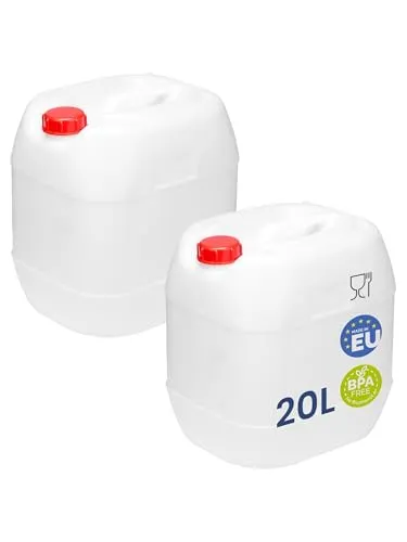 Garronda Wasserkanister 20L - BPA-frei und lebensmittelecht - 2er-Pack BPA-freier Wasserkanister (20L), ideal für Camping und Outdoor-Aktivitäten. Robuste Bauweise, sicher und umweltfreundlich, perfekt für die Lagerung von Flüssigkeiten.