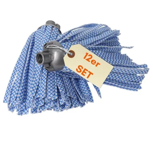 12x Wischmopp Ersatz Kopf Set - Synthetik Vliesstoff für streifenfreie Sauberkeit - Nass- & Trockenmopps für den Haushalt: 12 saugstarke Vliesstoff Wischer, ideal für gründliche Reinigung aller glatten Bodenarten – immer frische Aufsätze zur Hand!